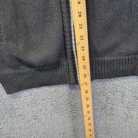 YeoKou Sweater Jacket Men Large Black Cashmere‎ Wool Knit Full Zip Fleece Lined - Picture 4 of 9